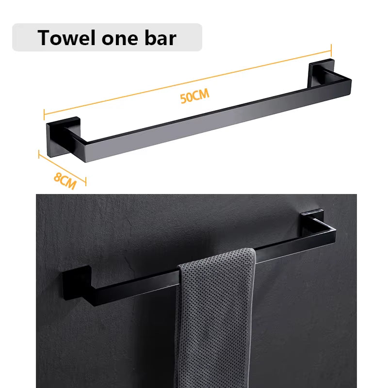Stainless Steel Bathroom Hardware Set Bathroom Accessories Black Towel Rail Bar Rack Gold Towel Bar Shelf Towel Holder