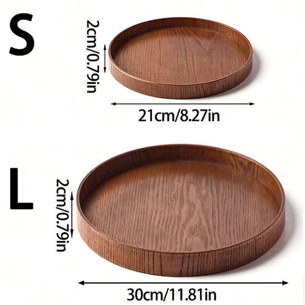 Round Wooden Serving Tray 21/27/30Cm Wood Platte Decorative Tray for Coffee Home Table Breakfast Dinner Tea Food Tray