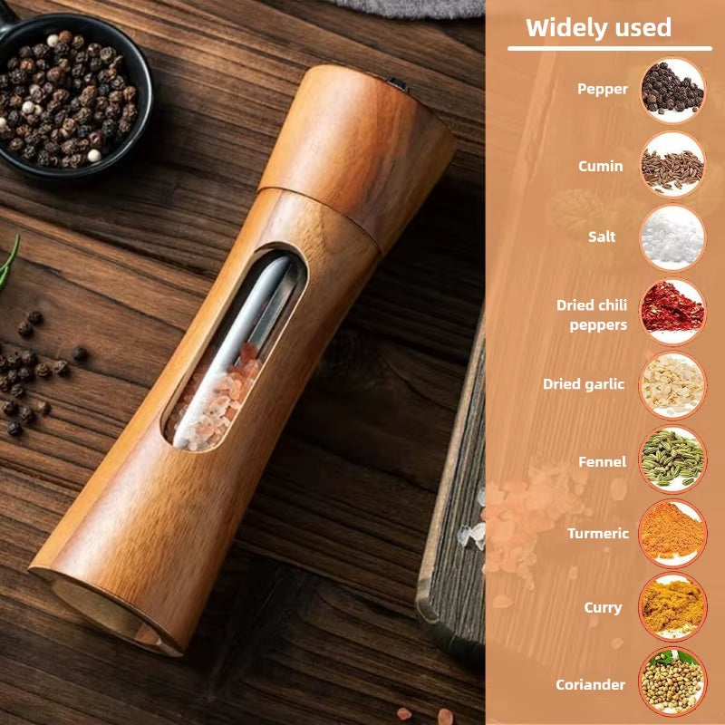 Manual Salt and Pepper Grinder Solid Wood Adjustable Coarseness Large Capacity Multi-Purpose Spices Grinder Kitchen Cooking Tool