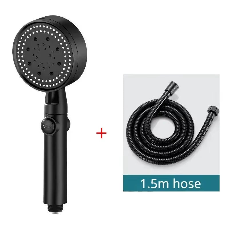 5 Modes High Pressure Shower Head Adjustable Showerheads with Hose Water Saving One-Key Stop Spray Nozzle Bathroom Accessories