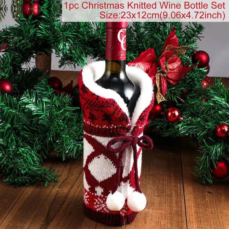 Christmas Wine Bottle Cover Merry Christmas Decorations for Home 2025 Cristmas Ornament Xmas Navidad Gifts Happy New Year 2026