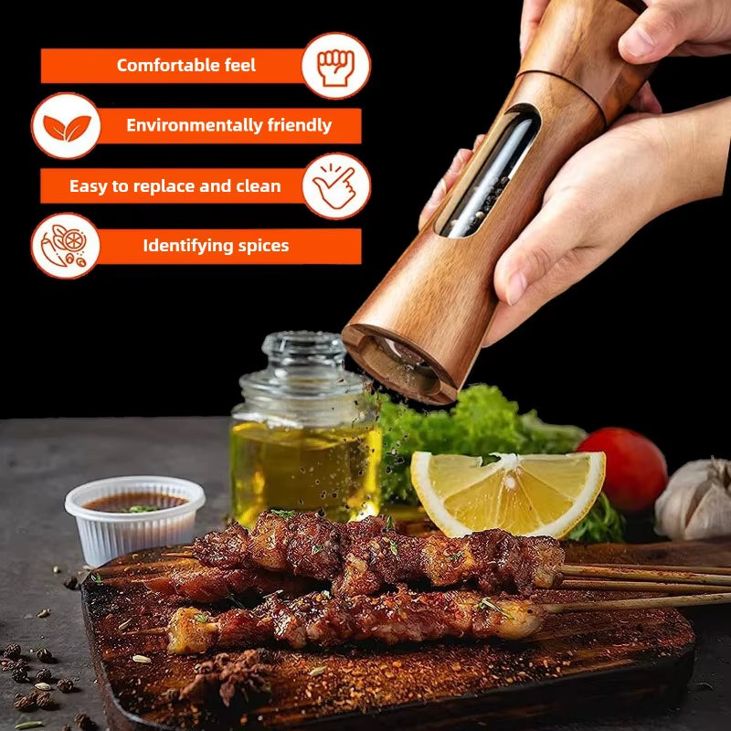 Manual Salt and Pepper Grinder Solid Wood Adjustable Coarseness Large Capacity Multi-Purpose Spices Grinder Kitchen Cooking Tool