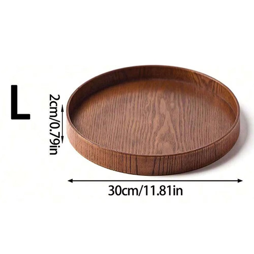 Round Wooden Serving Tray 21/27/30Cm Wood Platte Decorative Tray for Coffee Home Table Breakfast Dinner Tea Food Tray