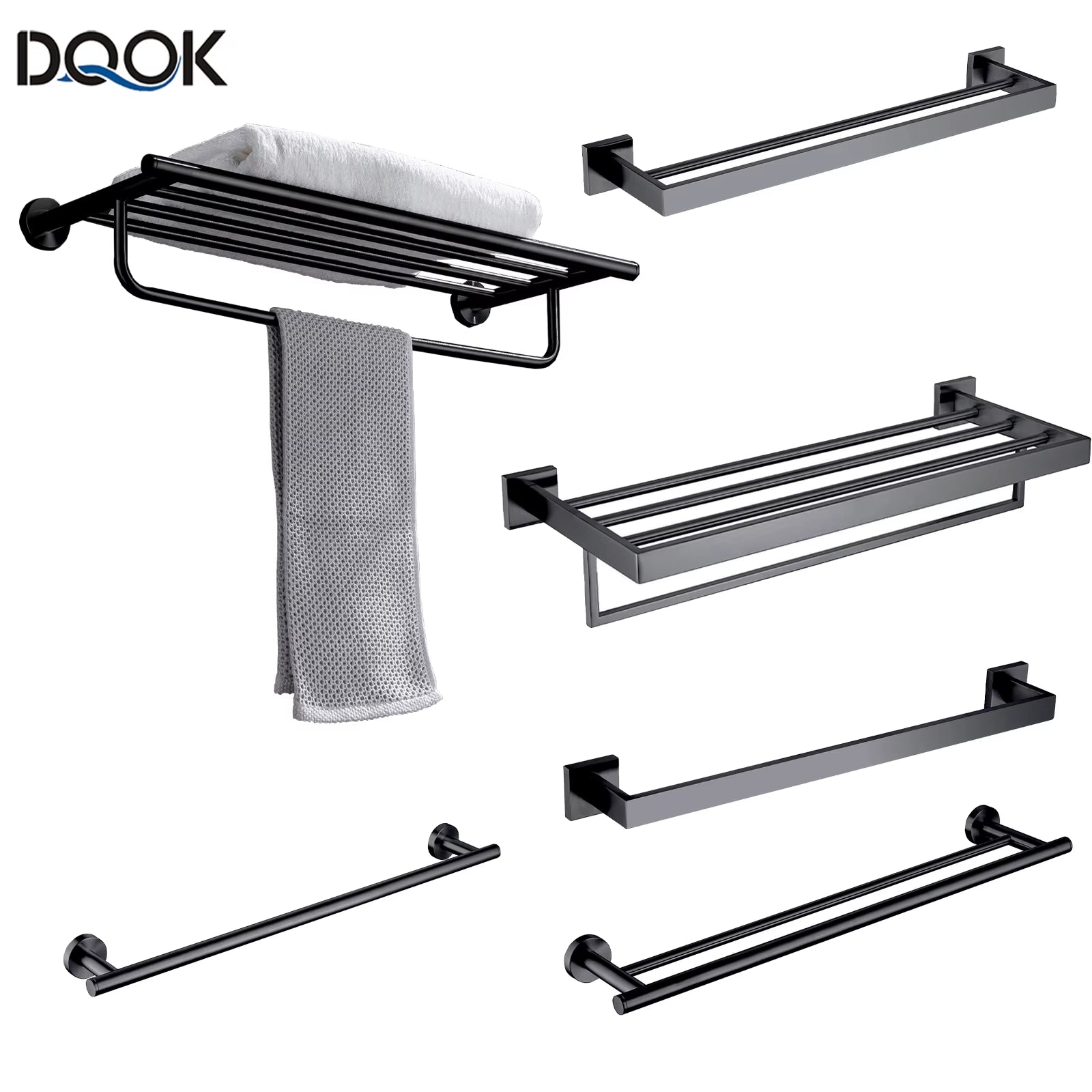 Stainless Steel Bathroom Hardware Set Bathroom Accessories Black Towel Rail Bar Rack Gold Towel Bar Shelf Towel Holder