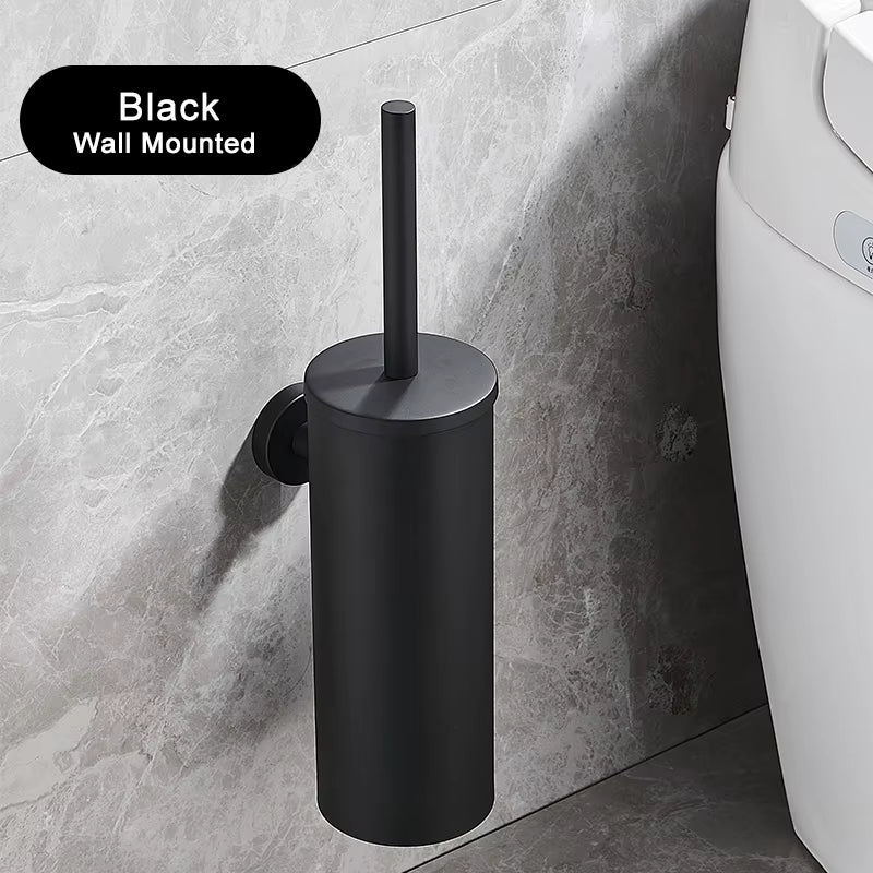 Stainless Steel Bathroom Toilet Brush Holder Accessories Black Toilet Brush Wall Mounted WC Cleaner Brush FR07