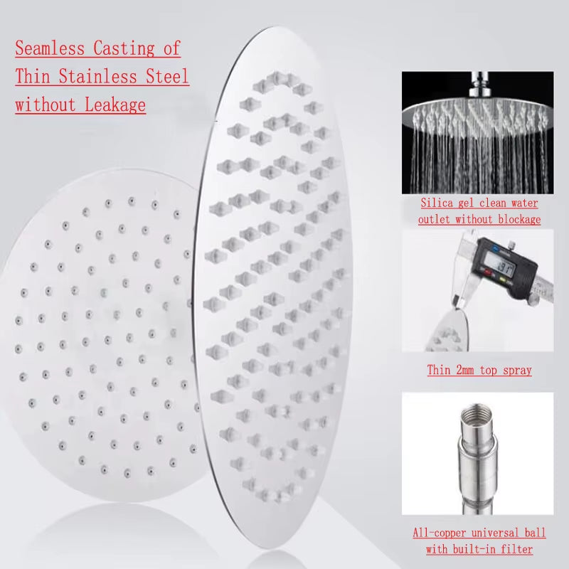 Round & Square Stainless Steel Showerhead Rainfall Rain Shower Head Chrome High Pressure Bath Faucet Dusche Ducha Rainshower