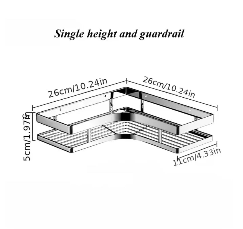 Wall Mounted Bathroom Shelf Organizer with Thickened Iron Triangle Frame, Kitchen Corner Shelf