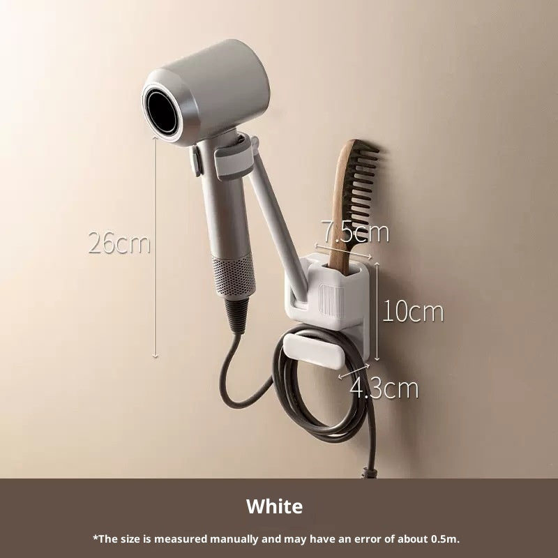 White Plastic Hair Dryer Wall Holder