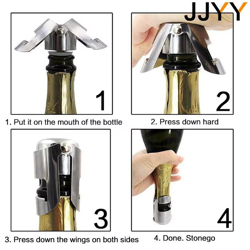 Portable Stainless Latches Champagne Sparkling Wine Bottle Stopper Sealer Bar Wine Plug Liquor Spirit Flow Red Wine Bottle Cap
