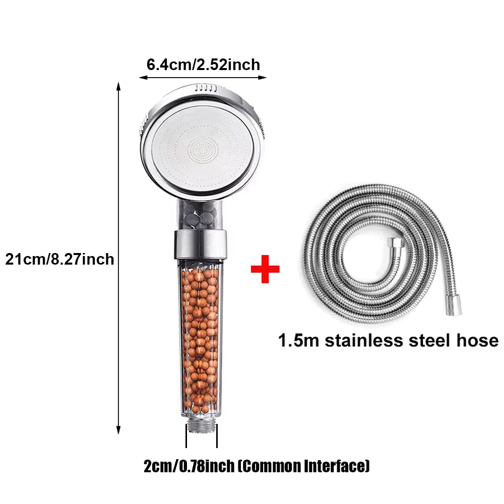 1Pc Filtered Shower Head ABS High Pressure Water Saving Spray Handheld Clear Showerheads with with Filter Beads for Bathroom