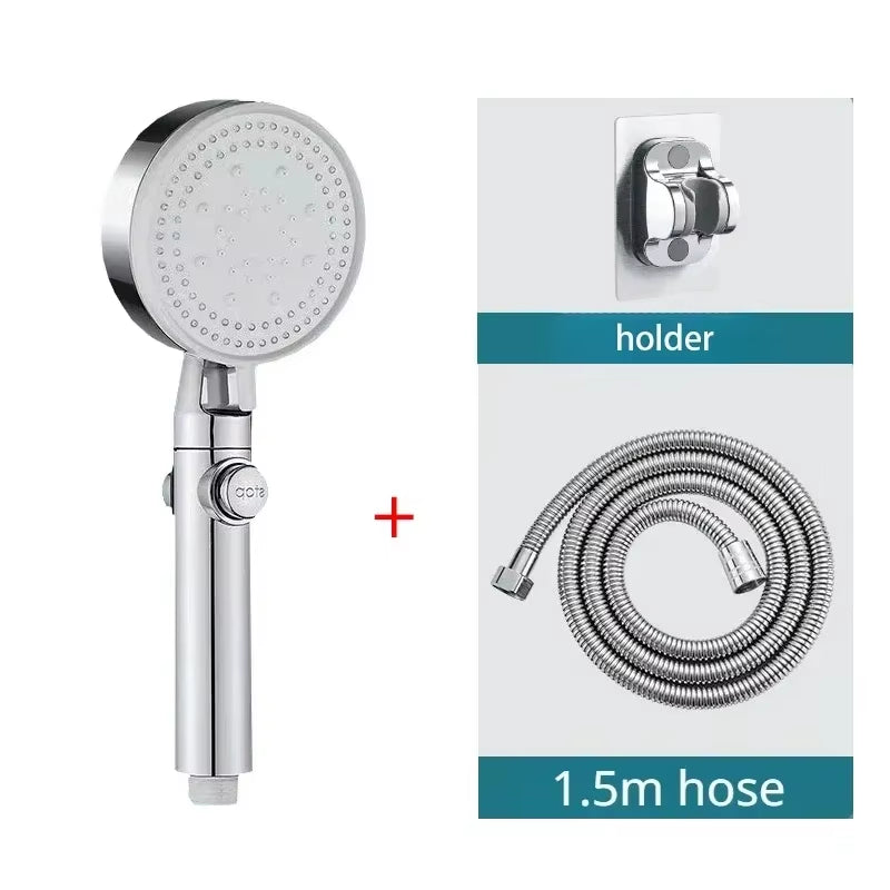 5 Modes High Pressure Shower Head Adjustable Showerheads with Hose Water Saving One-Key Stop Spray Nozzle Bathroom Accessories