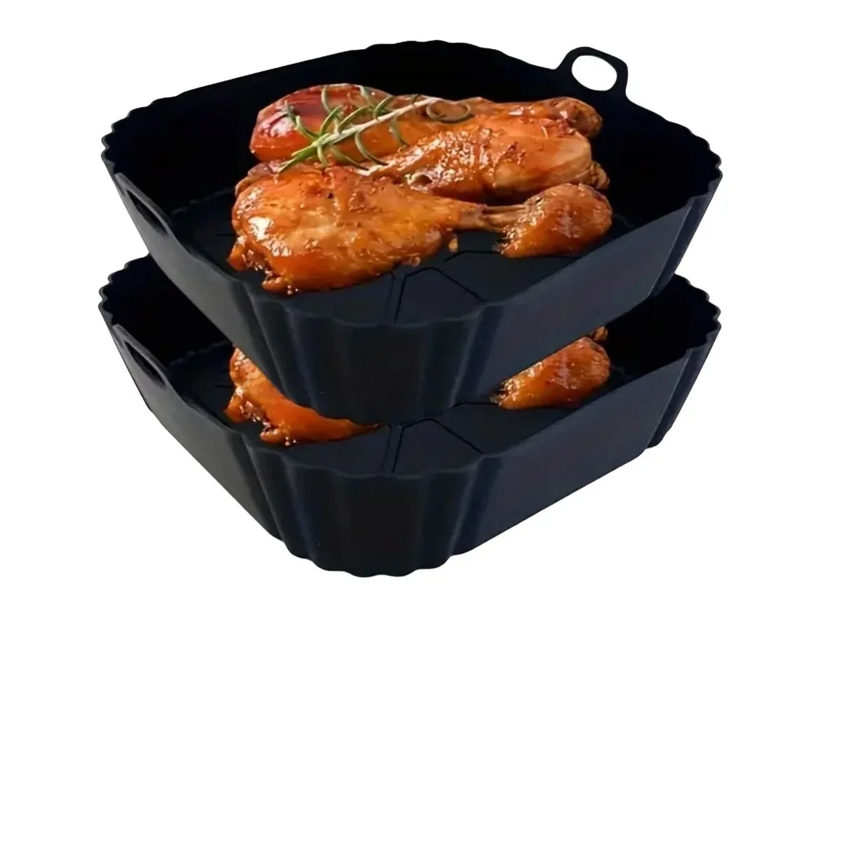 1Pc Silicone Air Fryer Pot Tray with Handle, Square Air Fryer Baking Pan, Reusable Air Fryer Liner for Kitchen Baking