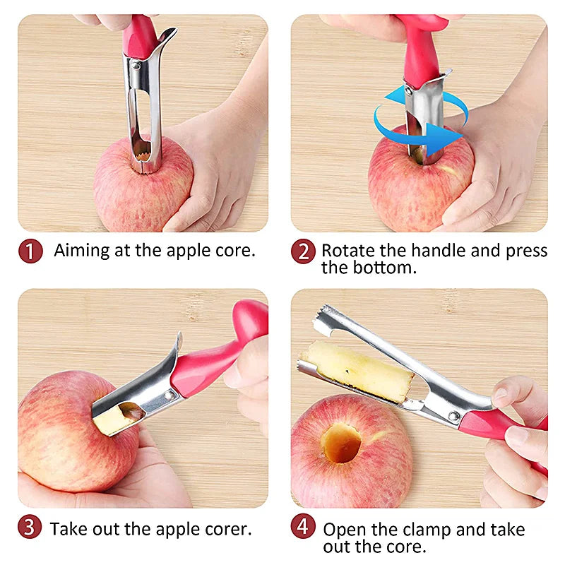 Premium Apple Corer Stainless Steel Apple Pears Core Remover Tool Fruit Cutter Seeder Slicer Knife Kitchen Vegetable Tools