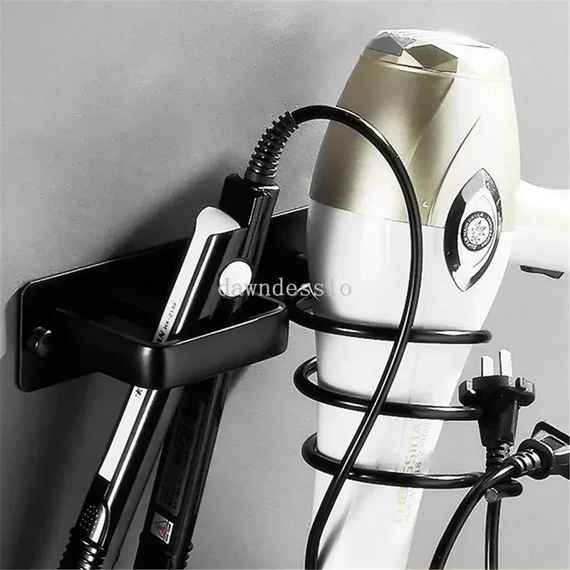 Hair Dryer Holder Organized Rack Wall Mounted Hair Straightener Stand Bathroom Shelf Storage Shelves Accessories Shelves