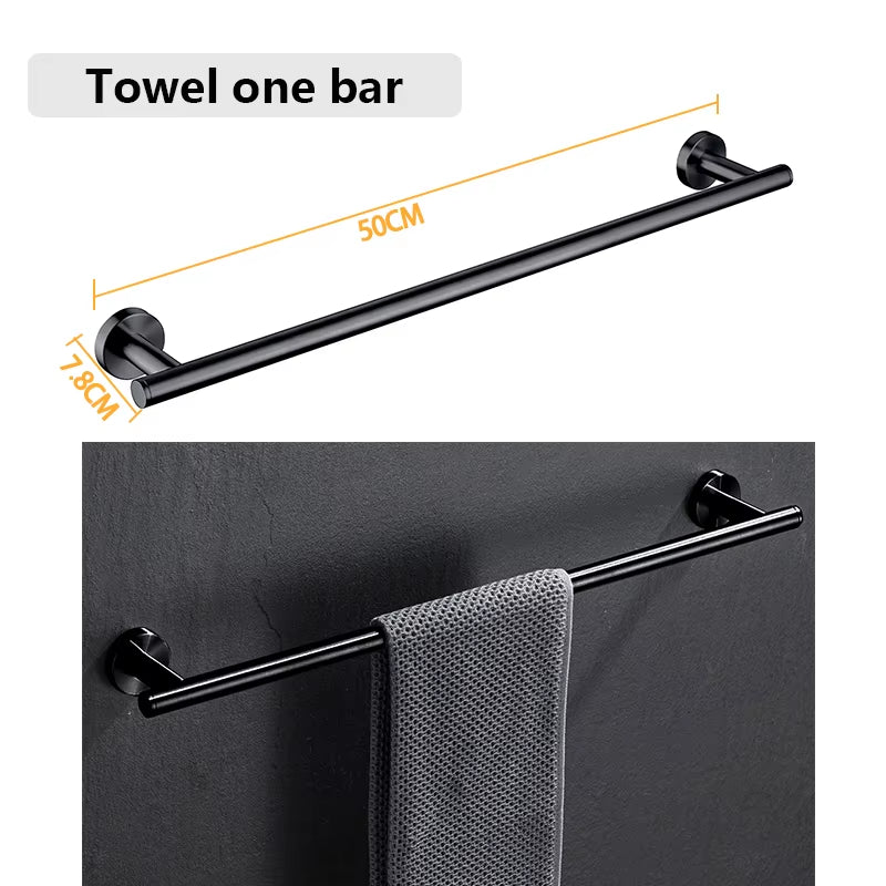 Stainless Steel Bathroom Hardware Set Bathroom Accessories Black Towel Rail Bar Rack Gold Towel Bar Shelf Towel Holder