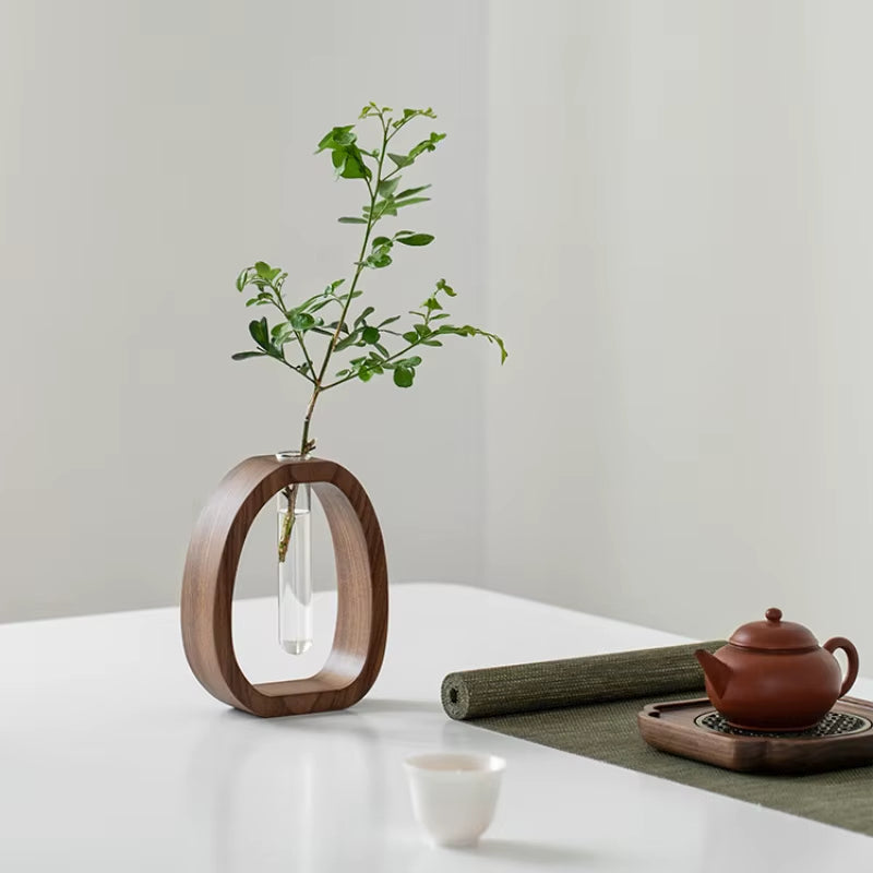 Solid Wood Flower Utensil Creative Flower Arrangement Simple Glass Plant Flower Insert Mini Water-Grown Vase