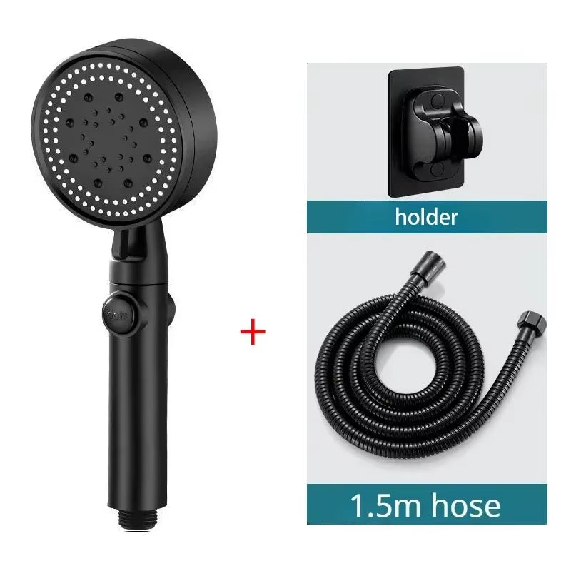 5 Modes High Pressure Shower Head Adjustable Showerheads with Hose Water Saving One-Key Stop Spray Nozzle Bathroom Accessories
