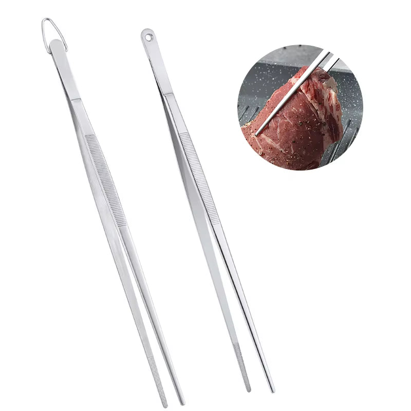 30CM Kitchen Tweezers Fine Tweezer Tongs Extra-Long Stainless Steel Cooking Tweezers for BBQ Cooking Bartending Tools