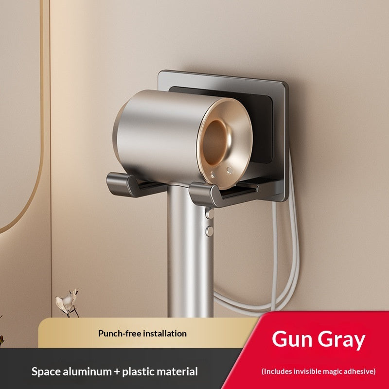 Wall-Mounted Hair Dryer Holder - Aluminum