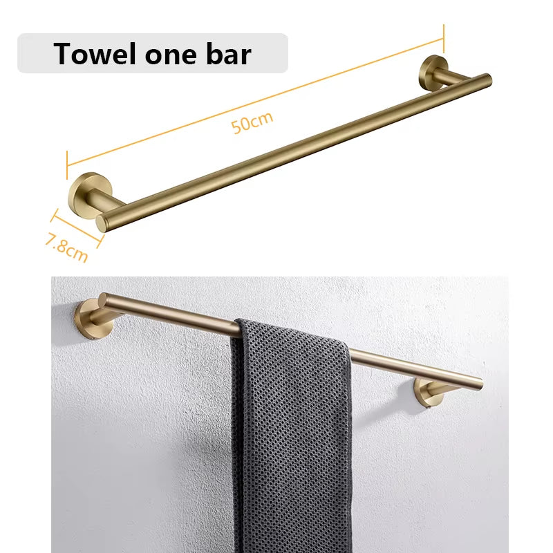 Stainless Steel Bathroom Hardware Set Bathroom Accessories Black Towel Rail Bar Rack Gold Towel Bar Shelf Towel Holder