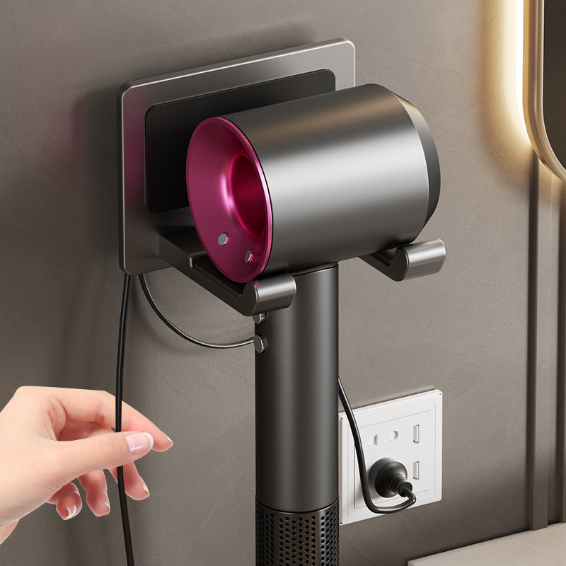 Wall-Mounted Hair Dryer Holder - Aluminum