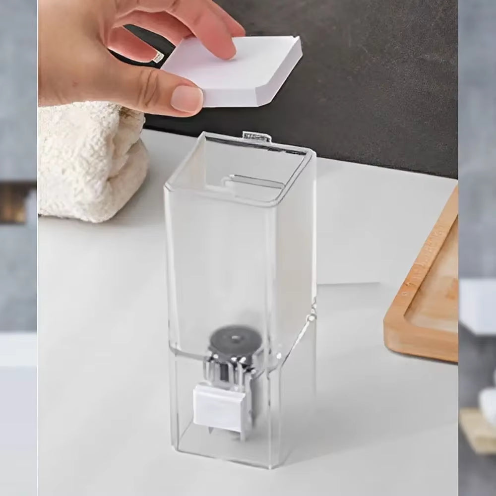 Non-Punching Bathroom Manual Press Soap Dispenser Wall Hanging Traceless Paste Disinfectant Bottle Transparent Soap Dispenser