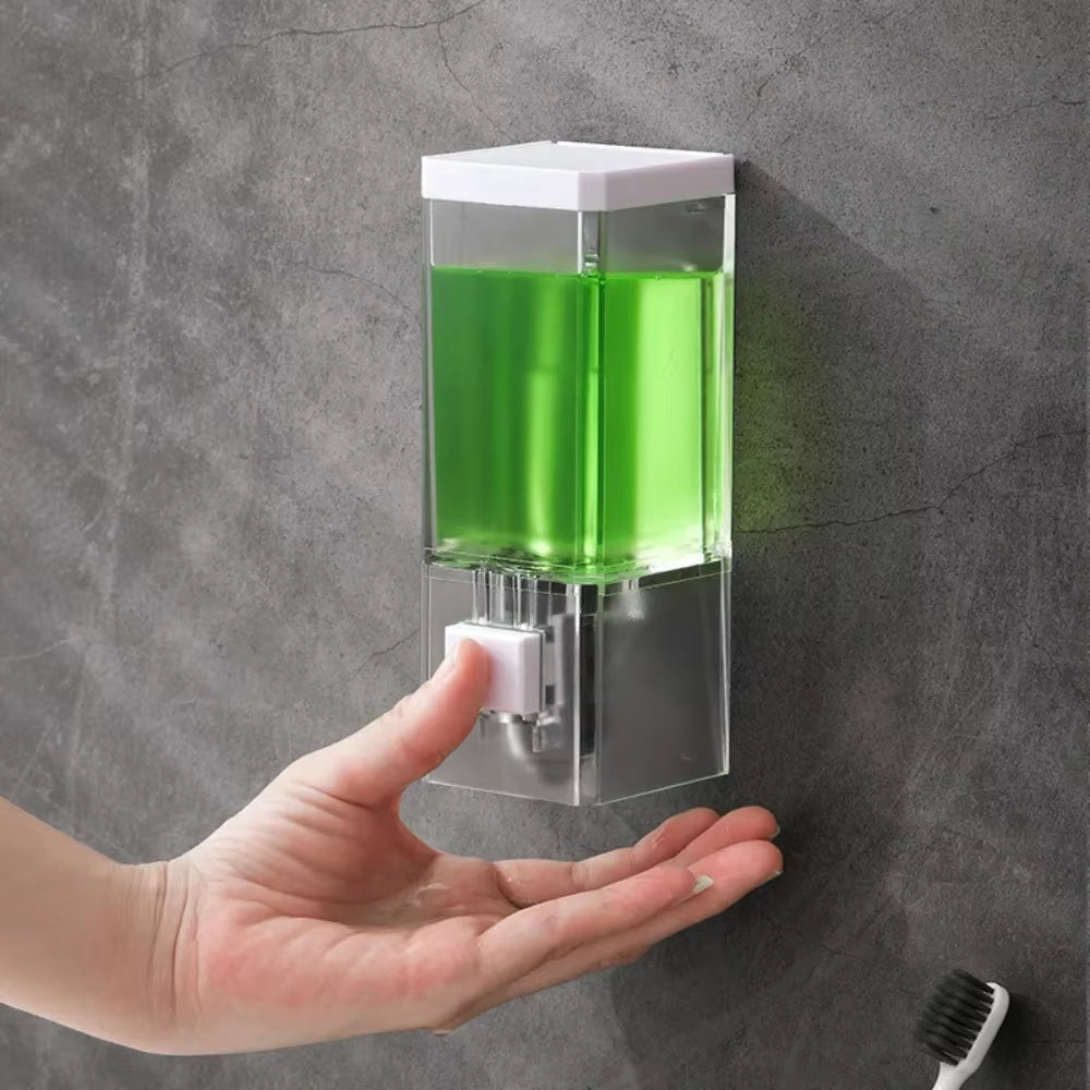 Non-Punching Bathroom Manual Press Soap Dispenser Wall Hanging Traceless Paste Disinfectant Bottle Transparent Soap Dispenser