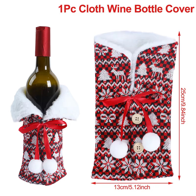 Christmas Wine Bottle Cover Merry Christmas Decorations for Home 2025 Cristmas Ornament Xmas Navidad Gifts Happy New Year 2026