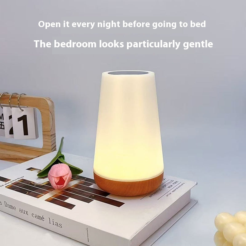 Wood Grain Touch Control LED Lamp
