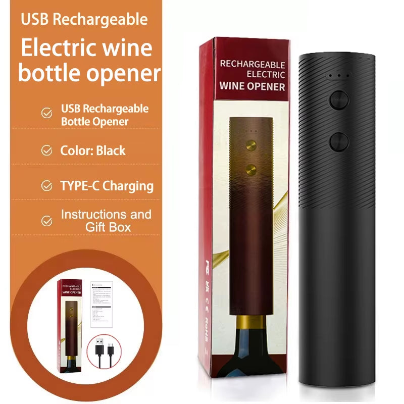 Electric Wine Bottle Opener Automatic Wine Corkscrew Rechargeable Wine Opener One-Click Button Wine Tools Bar Kitchen Products