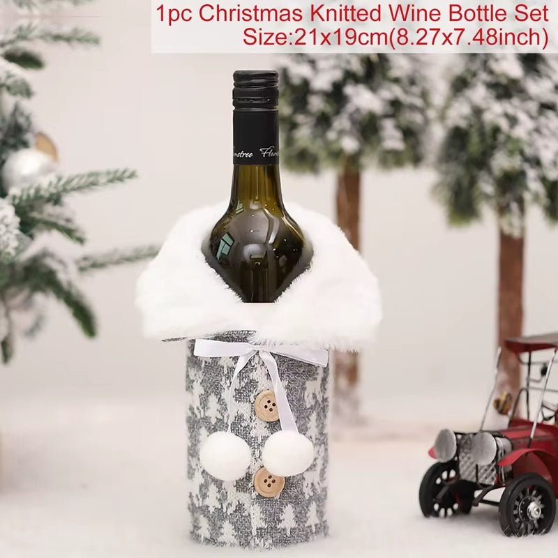 Christmas Wine Bottle Cover Merry Christmas Decorations for Home 2025 Cristmas Ornament Xmas Navidad Gifts Happy New Year 2026