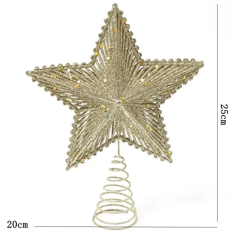 25Cm Christmas Tree Top Glitter Gold Silver Star Home Xmas Tree Ornaments Christmas Decoration for Home 2024 Natal New Year 2025