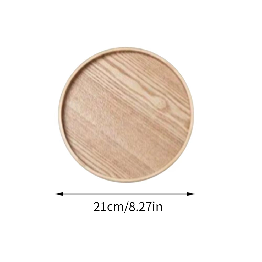 Round Wooden Serving Tray 21/27/30Cm Wood Platte Decorative Tray for Coffee Home Table Breakfast Dinner Tea Food Tray