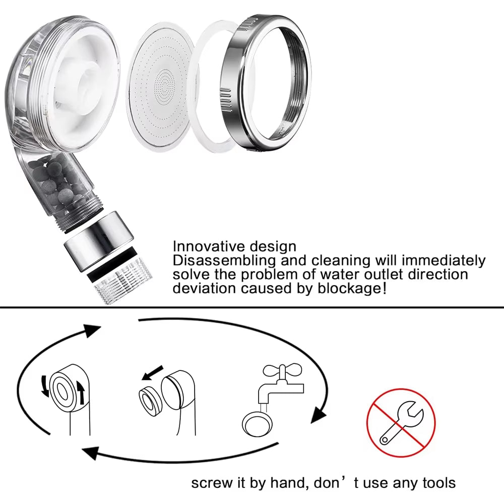 1Pc Filtered Shower Head ABS High Pressure Water Saving Spray Handheld Clear Showerheads with with Filter Beads for Bathroom