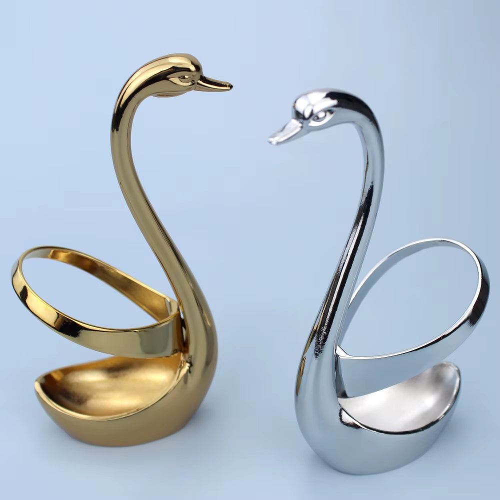 Popular Swan Shape Zinc Alloy Cutlery Holder Metal Dinnerware Base Delicate Pretty Decoration Gadget Kitchen Accessory for Home