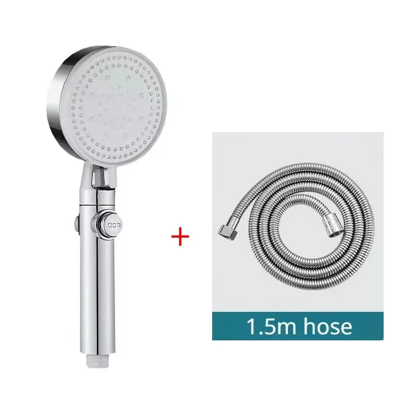5 Modes High Pressure Shower Head Adjustable Showerheads with Hose Water Saving One-Key Stop Spray Nozzle Bathroom Accessories