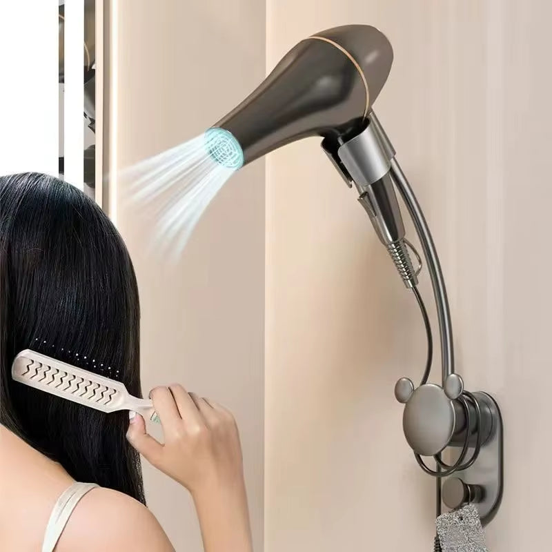 Adjustable Wall Hanging Free of Hands Universal Storage Rack Bathroom Shelf Hair Dryer Holder Bathroom Shelf without Drilling