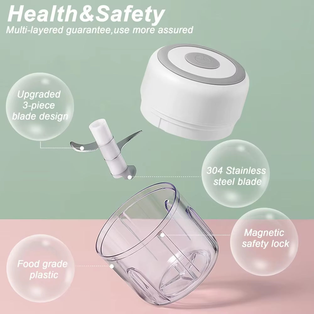 Electric Garlic Mincer 250ML Vegetable Chopper Food Chopper, USB Mini Garlic Mincer, Onion Chopper Portable Small Food Processor dheld Fan USB Rechargeable Personal Highspeed Fans Electric Eyelash Fan Automatic Stirring Cup Rechargeable Magnetic Mixer Ele