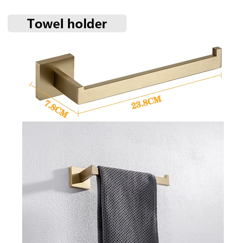 Stainless Steel Bathroom Hardware Set Bathroom Accessories Black Towel Rail Bar Rack Gold Towel Bar Shelf Towel Holder