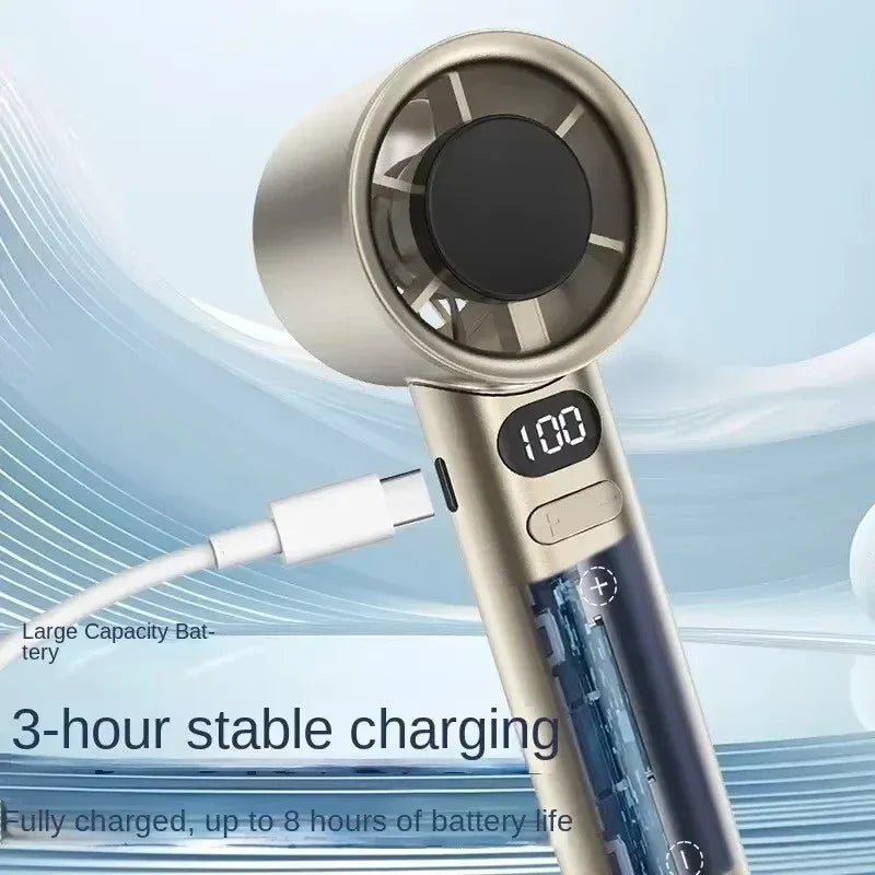 Portable Hand Fan 120 Wind Speeds Mini Bladeless Handheld Fan USB Rechargeable Personal Highspeed Fans Electric Eyelash Fan