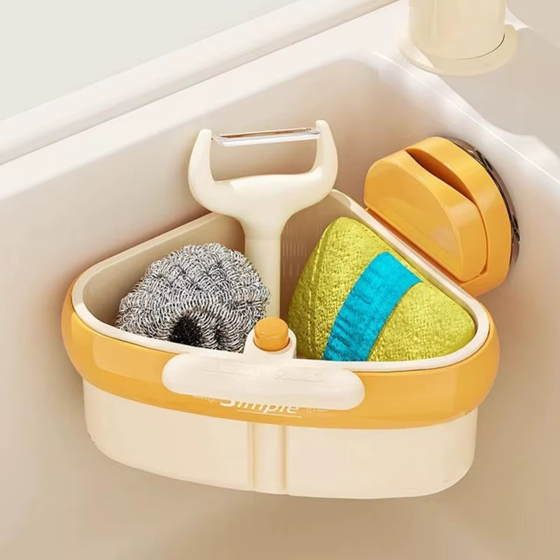 New Suction Cup Sink Drain Basket Household Fruit Washing Filter Basket Kitchen Triangular Sink Strainer for Food Waste ﻿