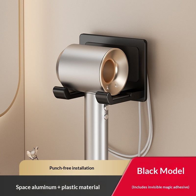 Wall-Mounted Hair Dryer Holder - Aluminum