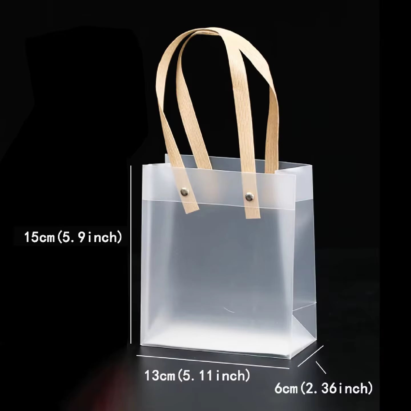 10PCS Transparent Frosted Plastic Handbag Made of High Quality Plastic with Simple and Fashionable Style Transparent Frosted