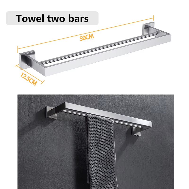 Stainless Steel Bathroom Hardware Set Bathroom Accessories Black Towel Rail Bar Rack Gold Towel Bar Shelf Towel Holder